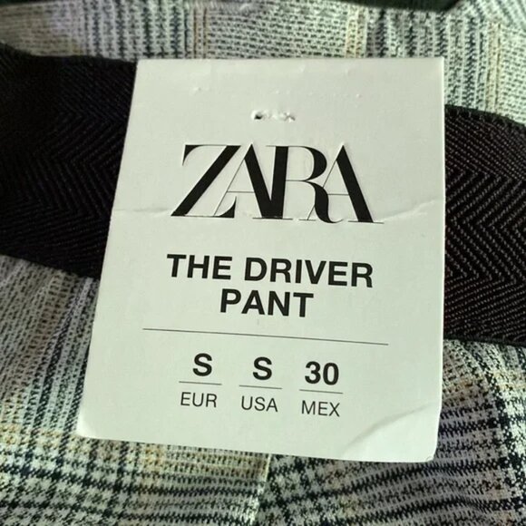 NWT Zara Gray Checked Print Slim Fit The Driver Chinos, Size Small - Picture 5 of 10